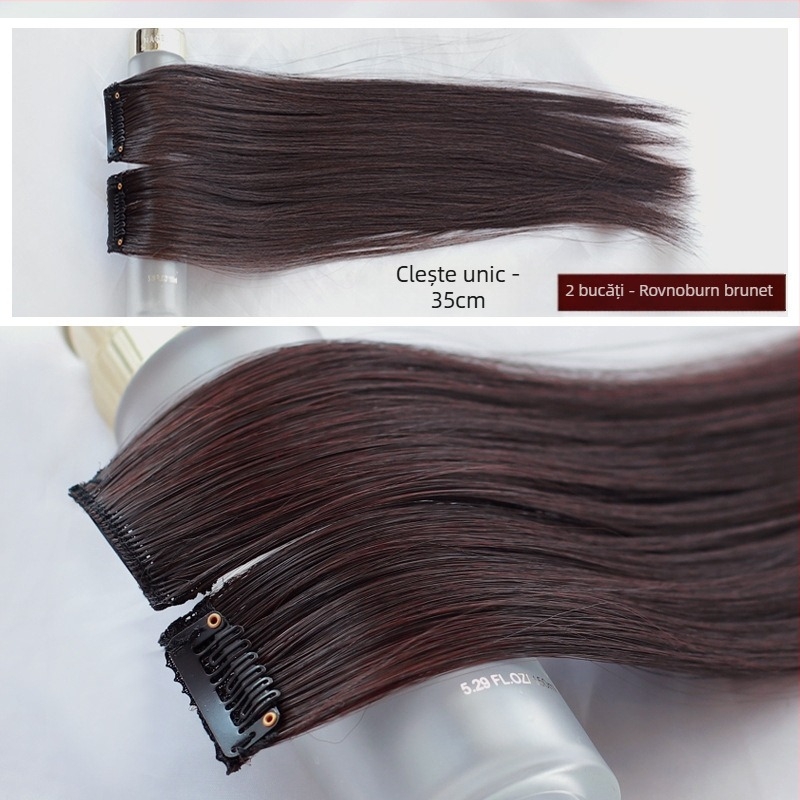 Fragment de perucă Yuxinde, păr drept, breton cu parcare medie, extensie ușoară cu clips pentru volum, fibre rezistente la temperaturi înalte