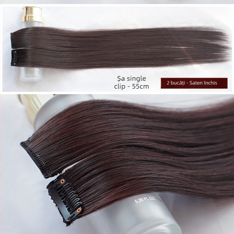 Fragment de perucă Yuxinde, păr drept, breton cu parcare medie, extensie ușoară cu clips pentru volum, fibre rezistente la temperaturi înalte