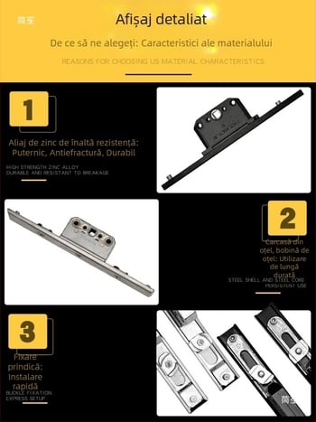 Casetă de încuietoare din aliaj de aluminiu pentru ferestre cu deschidere batantă, corp de încuietoare de transmisie și cilindru telescopic, accesorii de legătură