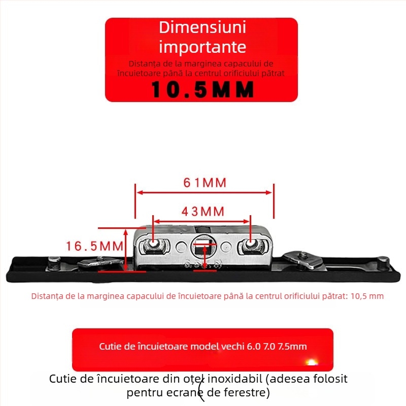 Casetă de încuietoare din aliaj de aluminiu pentru ferestre cu deschidere batantă, corp de încuietoare de transmisie și cilindru telescopic, accesorii de legătură