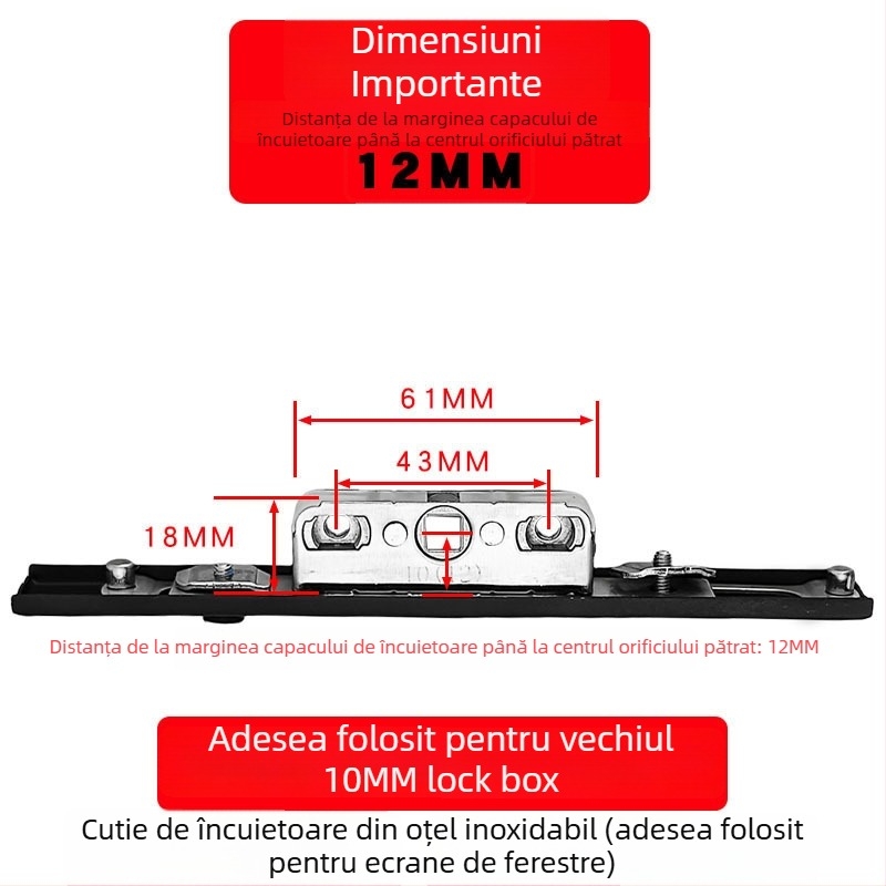 Casetă de încuietoare din aliaj de aluminiu pentru ferestre cu deschidere batantă, corp de încuietoare de transmisie și cilindru telescopic, accesorii de legătură