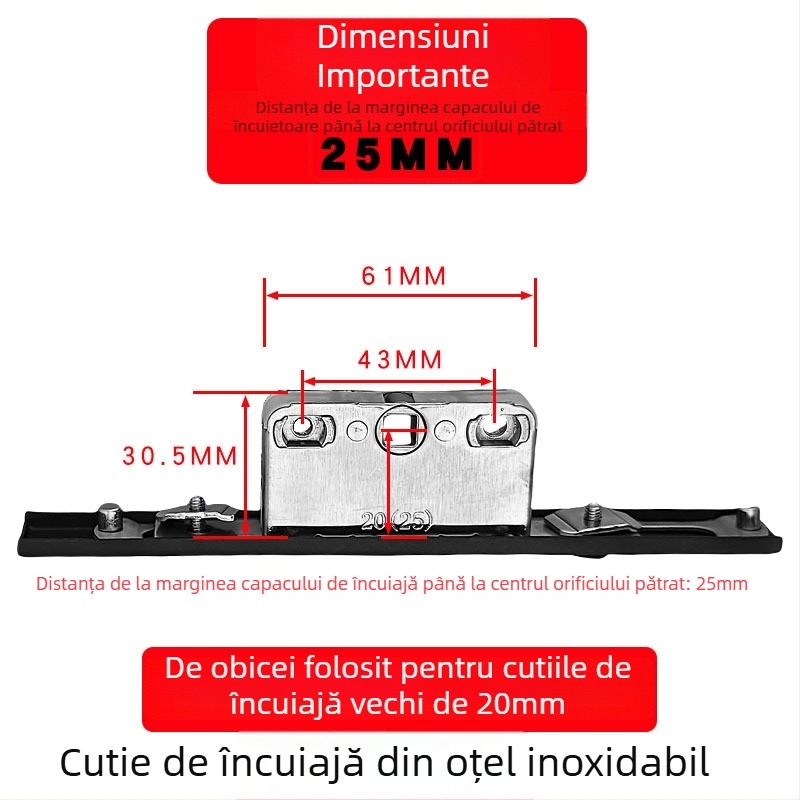 Casetă de încuietoare din aliaj de aluminiu pentru ferestre cu deschidere batantă, corp de încuietoare de transmisie și cilindru telescopic, accesorii de legătură