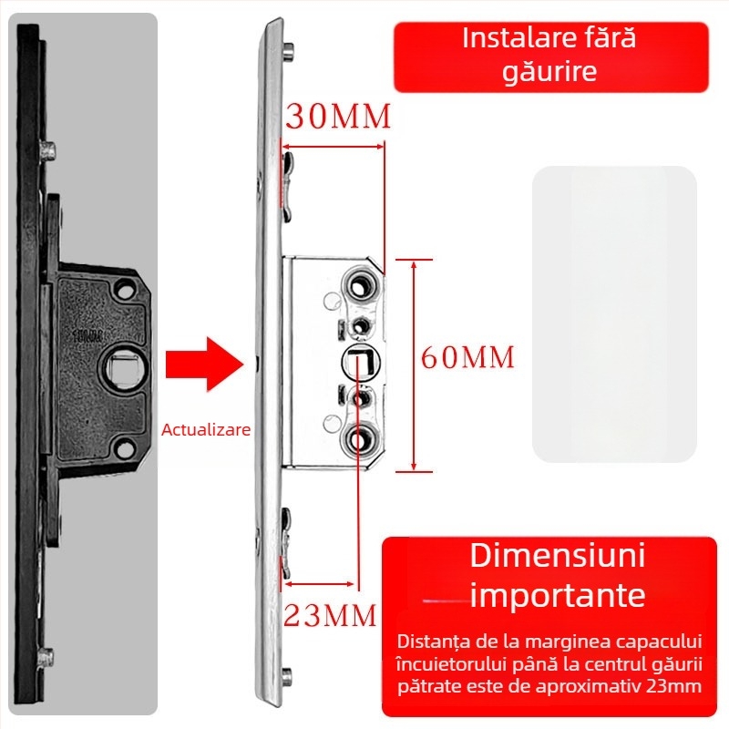 Casetă de încuietoare din aliaj de aluminiu pentru ferestre cu deschidere batantă, corp de încuietoare de transmisie și cilindru telescopic, accesorii de legătură