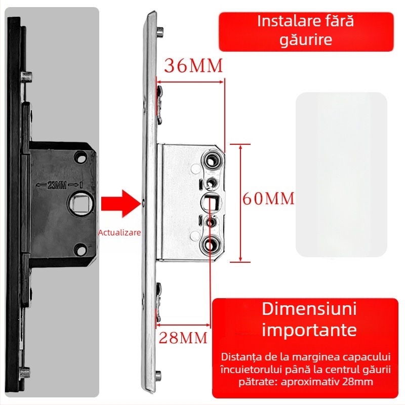 Casetă de încuietoare din aliaj de aluminiu pentru ferestre cu deschidere batantă, corp de încuietoare de transmisie și cilindru telescopic, accesorii de legătură