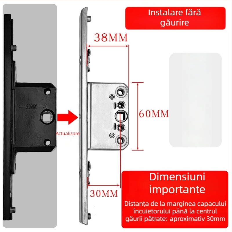 Casetă de încuietoare din aliaj de aluminiu pentru ferestre cu deschidere batantă, corp de încuietoare de transmisie și cilindru telescopic, accesorii de legătură
