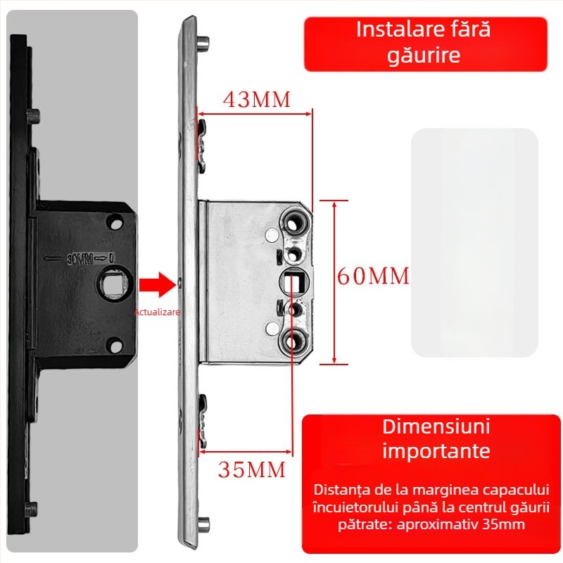 Casetă de încuietoare din aliaj de aluminiu pentru ferestre cu deschidere batantă, corp de încuietoare de transmisie și cilindru telescopic, accesorii de legătură