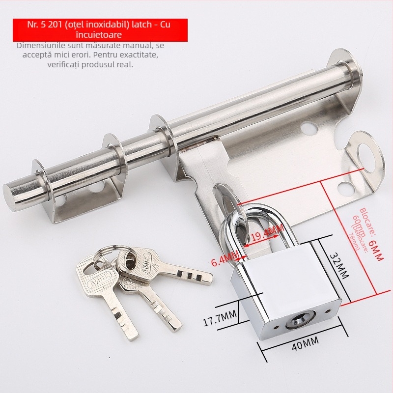 Latch ușă din oțel inoxidabil – Solid Latch, corp încuietoare, pentru uși din lemn, stil lux ușor