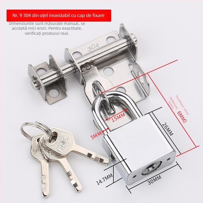 Latch ușă din oțel inoxidabil – Solid Latch, corp încuietoare, pentru uși din lemn, stil lux ușor