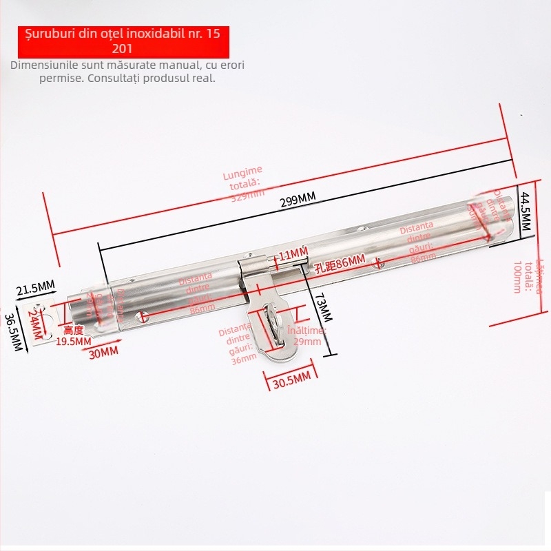 Latch ușă din oțel inoxidabil – Solid Latch, corp încuietoare, pentru uși din lemn, stil lux ușor