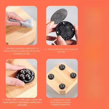 Ringing roți mini pentru mobilier, silențioase (ABS + oțel inoxidabil)