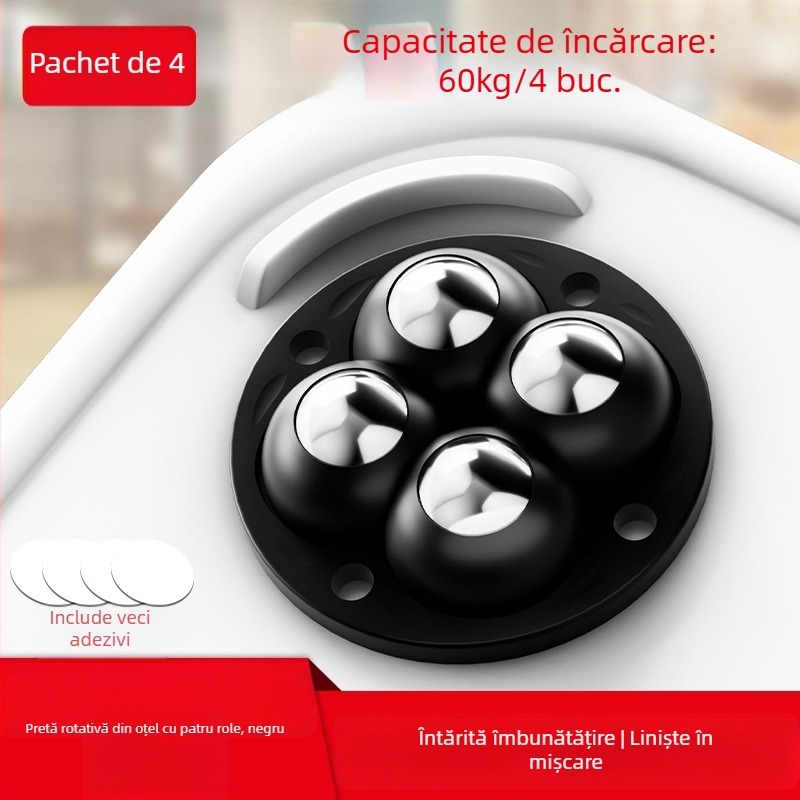 Ringing roți mini pentru mobilier, silențioase (ABS + oțel inoxidabil)