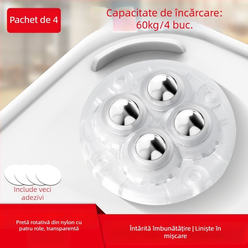 Ringing roți mini pentru mobilier, silențioase (ABS + oțel inoxidabil)