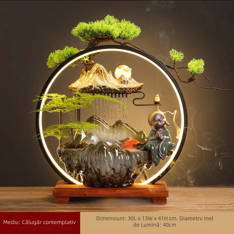 Umidificator ceramic cu perdea de apă curgătoare, în stil chinezesc nou, pentru living și birou, personalizabil