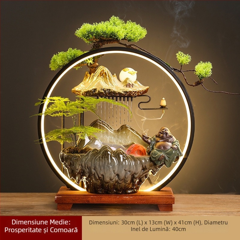 Umidificator ceramic cu perdea de apă curgătoare, în stil chinezesc nou, pentru living și birou, personalizabil