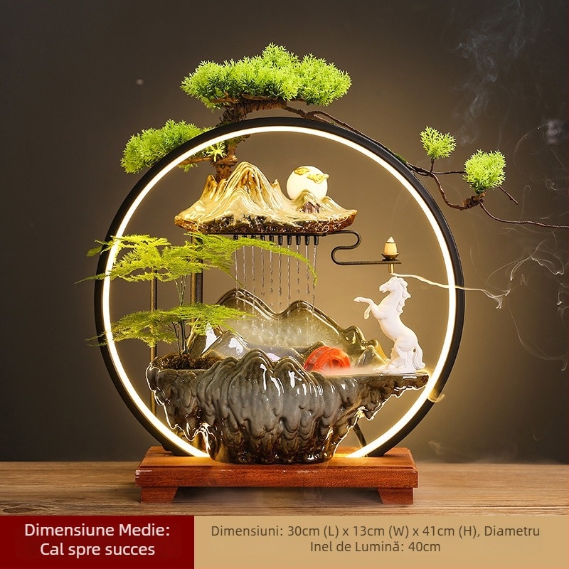 Umidificator ceramic cu perdea de apă curgătoare, în stil chinezesc nou, pentru living și birou, personalizabil