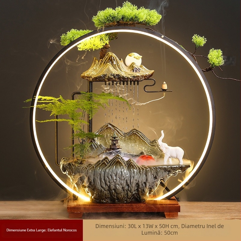 Umidificator ceramic cu perdea de apă curgătoare, în stil chinezesc nou, pentru living și birou, personalizabil