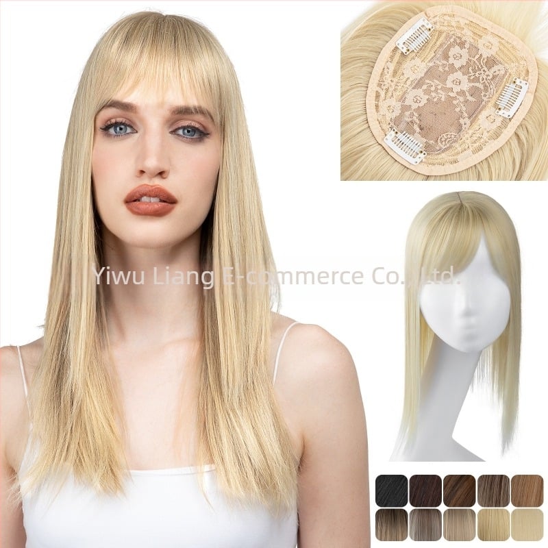 Perucă pentru femei - Piesă lungă, dreaptă cu breton 3D, procesare mecanizată, mătase rezistentă la temperaturi înalte, poate fi coafată și vopsită