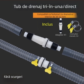 Conductă de drenaj pentru mașina de spălat, ramificație în formă de Y, furtun extensibil cu trei capete, racord pentru podea (Brand: altă; Certificare: Niciuna; Material: elemente implicite; Stil: modern și minimalist)