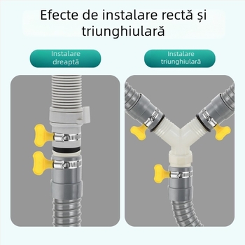 Conductă de drenaj pentru mașina de spălat, ramificație în formă de Y, furtun extensibil cu trei capete, racord pentru podea (Brand: altă; Certificare: Niciuna; Material: elemente implicite; Stil: modern și minimalist)