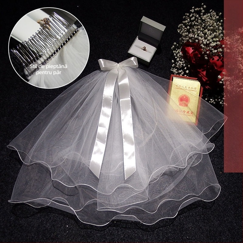 Accesoriu de cap pentru mireasă cu voal – stil modern minimalist, cuplu, Brand Unique, Iarnă 2022