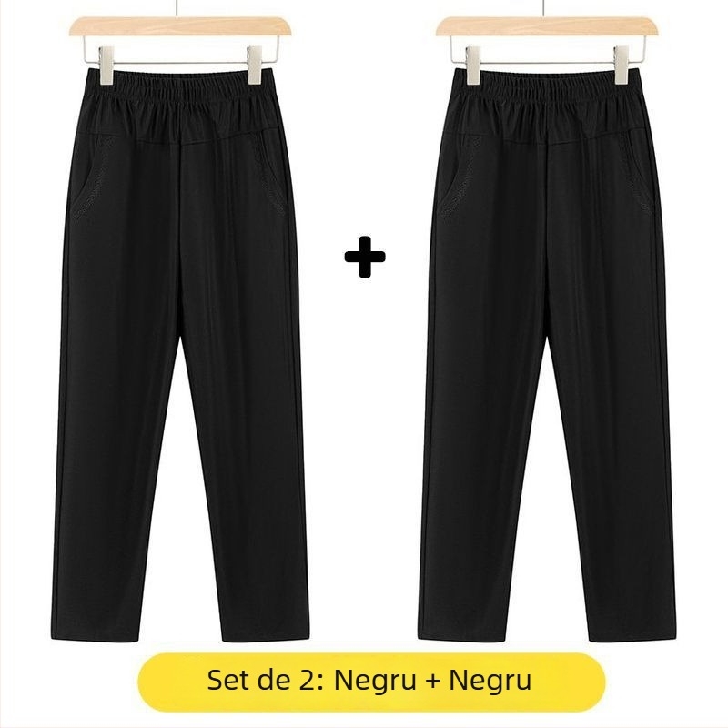 Pantaloni drepți casual pentru femei de vârstă mijlocie, talie înaltă, căptușeală groasă de fleece, material bambus/Lyocell