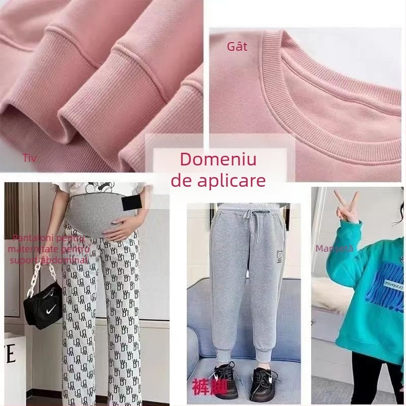 Țesătură tricotată din bumbac, elastică, pentru hanorace, cu tivuri ribate la manșete și guler, burete absorbant sunet