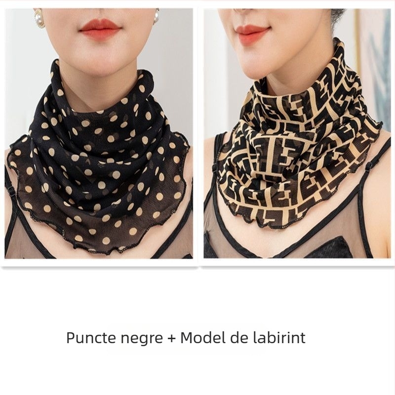 Fular încălzitor pentru gât din poliester, căptușit cu chiffon, lățime normală, stil Pure Desire, primăvara 2022