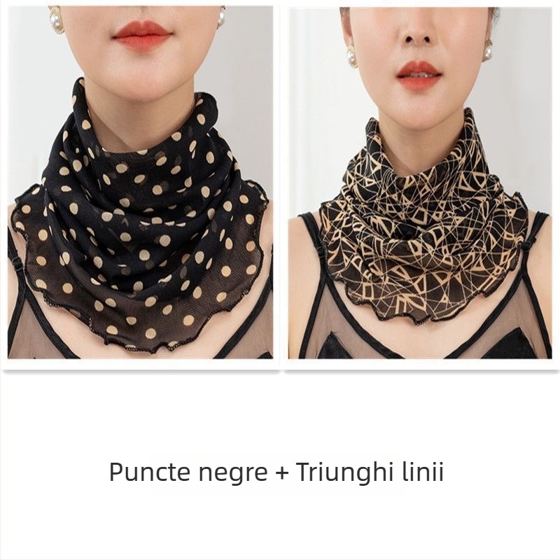 Fular încălzitor pentru gât din poliester, căptușit cu chiffon, lățime normală, stil Pure Desire, primăvara 2022