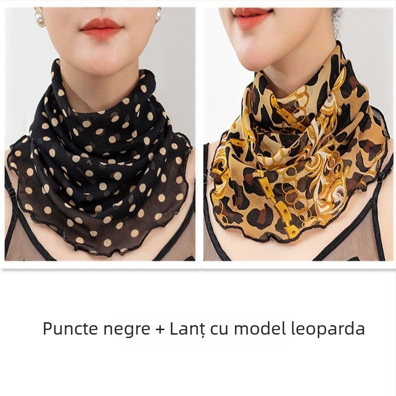 Fular încălzitor pentru gât din poliester, căptușit cu chiffon, lățime normală, stil Pure Desire, primăvara 2022