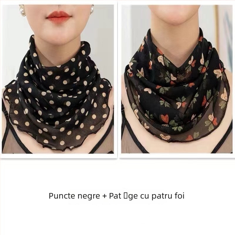 Fular încălzitor pentru gât din poliester, căptușit cu chiffon, lățime normală, stil Pure Desire, primăvara 2022