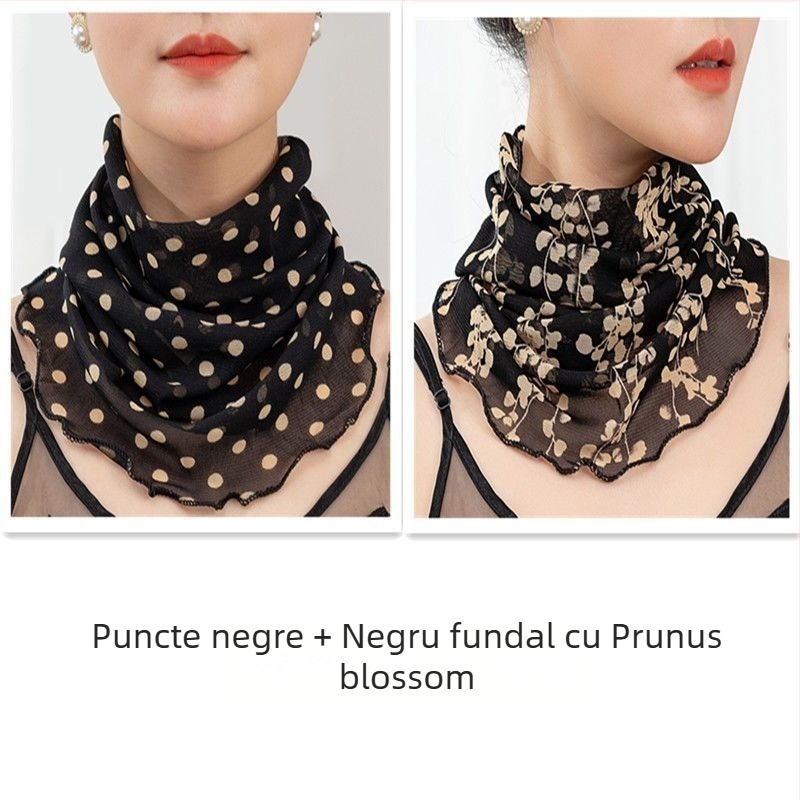 Fular încălzitor pentru gât din poliester, căptușit cu chiffon, lățime normală, stil Pure Desire, primăvara 2022