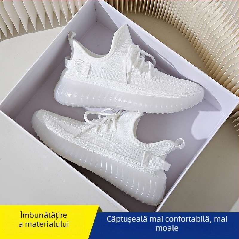 Pantofi casual de plimbare pentru femei: ușori, respirabili; partea superioară din material extensibil, înălțime medie, închidere cu șireturi