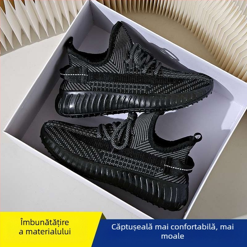 Pantofi casual de plimbare pentru femei: ușori, respirabili; partea superioară din material extensibil, înălțime medie, închidere cu șireturi