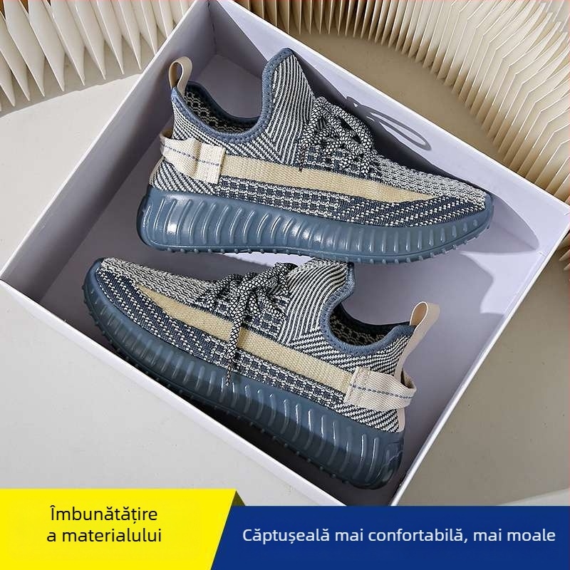 Pantofi casual de plimbare pentru femei: ușori, respirabili; partea superioară din material extensibil, înălțime medie, închidere cu șireturi