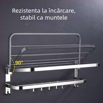 Suport pentru prosoape din oțel inoxidabil 304, suprafață lustruită, set de șase piese, design modern pentru baie