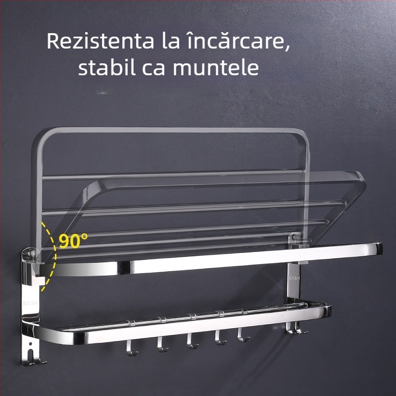 Suport pentru prosoape din oțel inoxidabil 304, suprafață lustruită, set de șase piese, design modern pentru baie