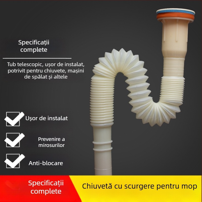 Kit universal de drenaj pentru chiuveta mop și diferite chiuvete/bazine, conductă de scurgere în formă de P, certificat CE, set universal de accesorii