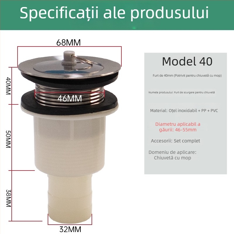 Kit universal de drenaj pentru chiuveta mop și diferite chiuvete/bazine, conductă de scurgere în formă de P, certificat CE, set universal de accesorii
