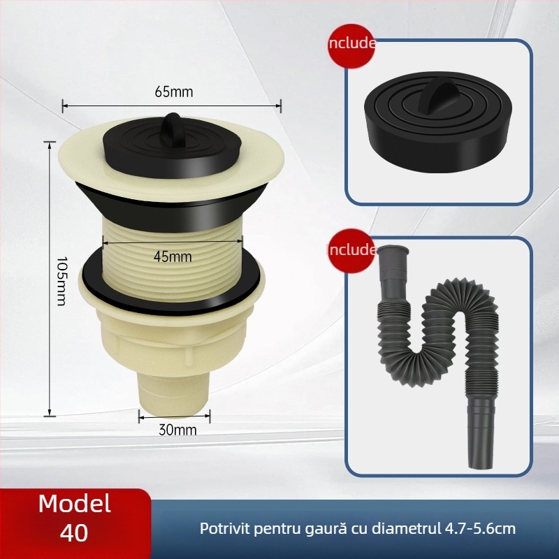 Kit universal de drenaj pentru chiuveta mop și diferite chiuvete/bazine, conductă de scurgere în formă de P, certificat CE, set universal de accesorii