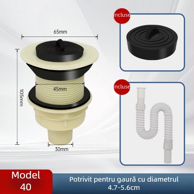 Kit universal de drenaj pentru chiuveta mop și diferite chiuvete/bazine, conductă de scurgere în formă de P, certificat CE, set universal de accesorii