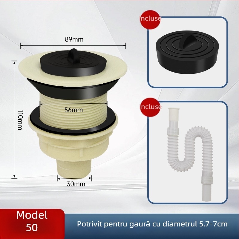 Kit universal de drenaj pentru chiuveta mop și diferite chiuvete/bazine, conductă de scurgere în formă de P, certificat CE, set universal de accesorii