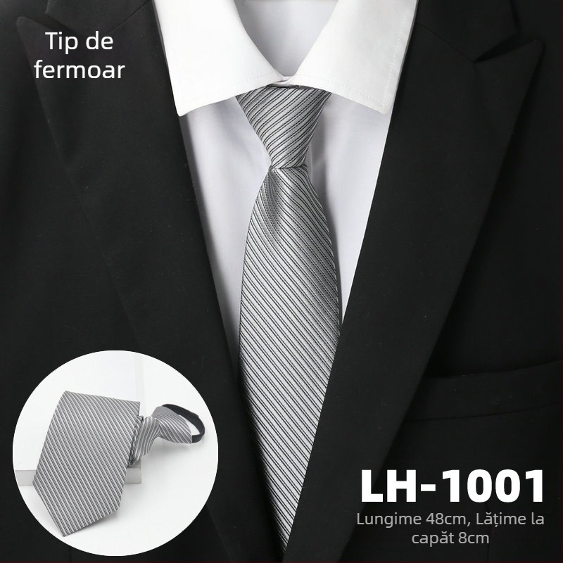 Cravată pentru bărbați, țesătură jacquard cu dungi, căptușeală poliester, fibră poliester