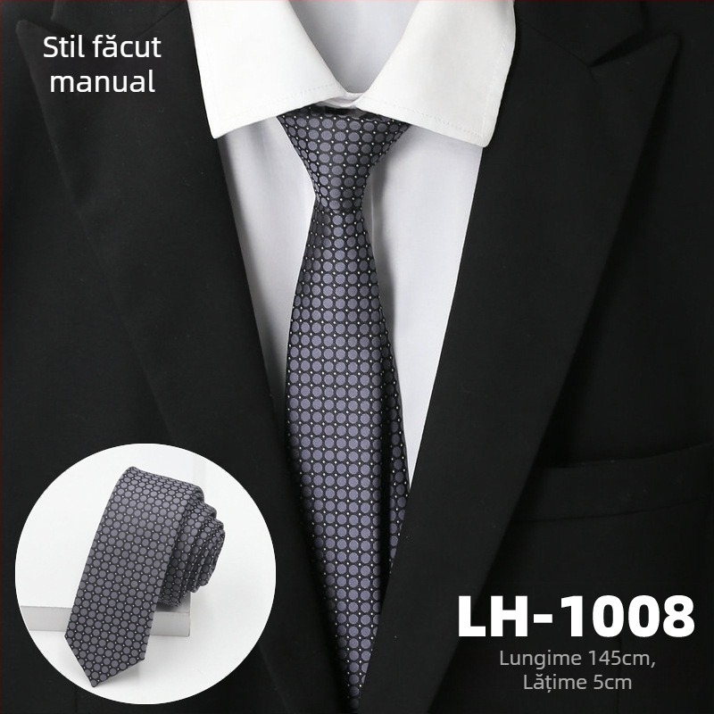 Cravată pentru bărbați, țesătură jacquard cu dungi, căptușeală poliester, fibră poliester