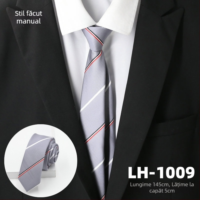 Cravată pentru bărbați, țesătură jacquard cu dungi, căptușeală poliester, fibră poliester