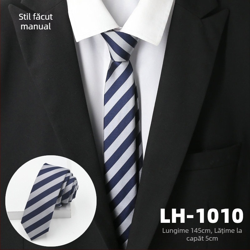 Cravată pentru bărbați, țesătură jacquard cu dungi, căptușeală poliester, fibră poliester