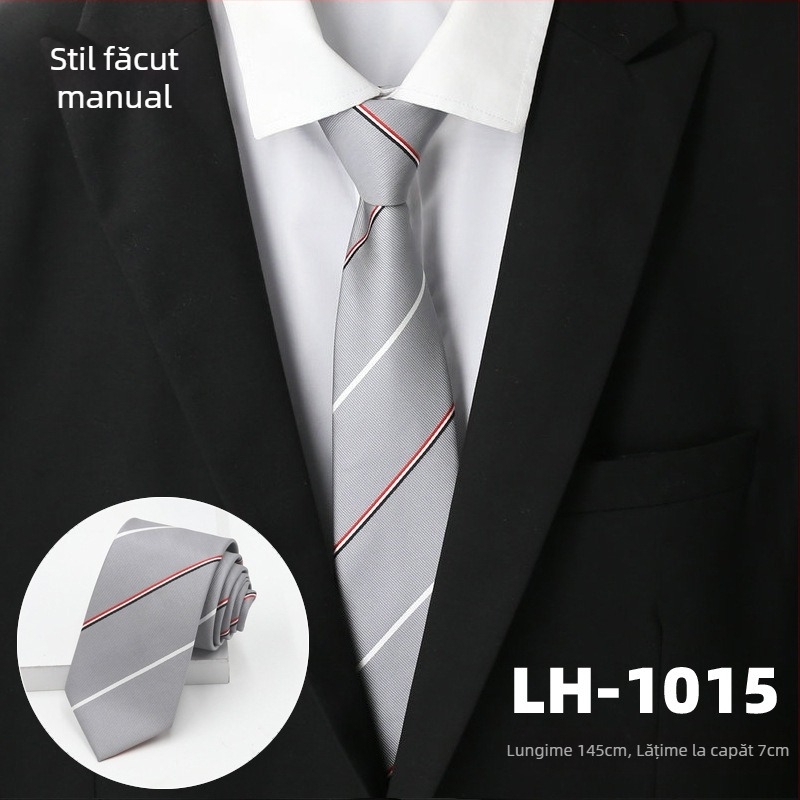 Cravată pentru bărbați, țesătură jacquard cu dungi, căptușeală poliester, fibră poliester