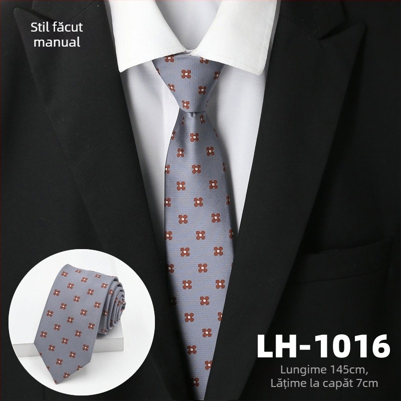 Cravată pentru bărbați, țesătură jacquard cu dungi, căptușeală poliester, fibră poliester