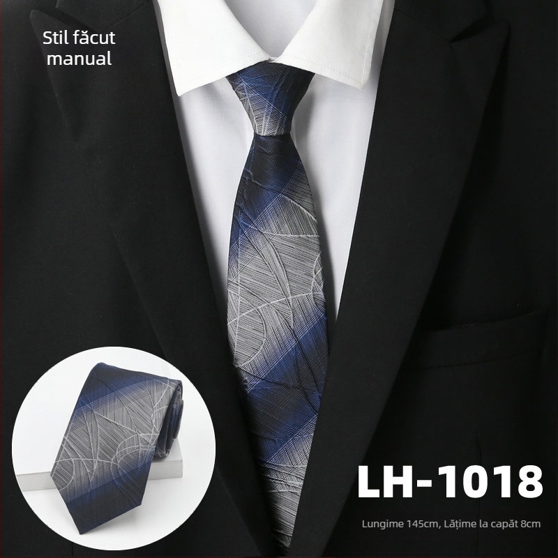 Cravată pentru bărbați, țesătură jacquard cu dungi, căptușeală poliester, fibră poliester