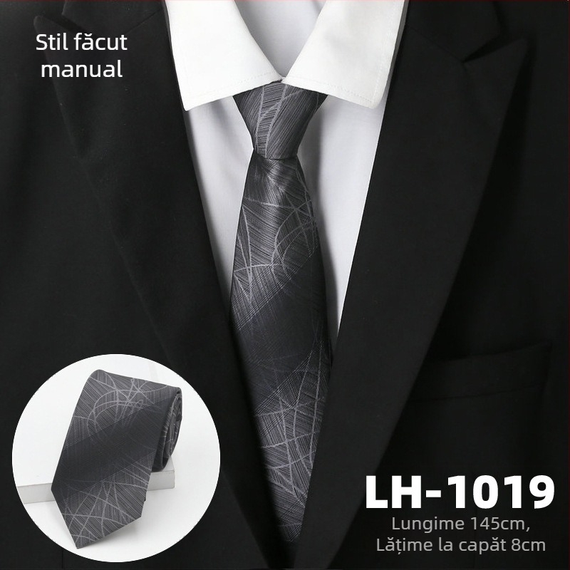 Cravată pentru bărbați, țesătură jacquard cu dungi, căptușeală poliester, fibră poliester