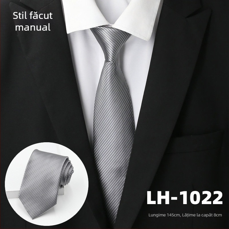 Cravată pentru bărbați, țesătură jacquard cu dungi, căptușeală poliester, fibră poliester